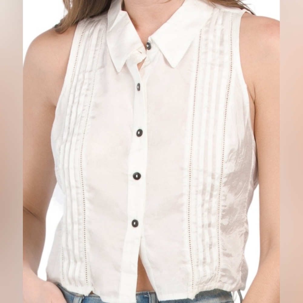 FREE People Drive Back Top, Ivory, Size Medium - Picture 4 of 6